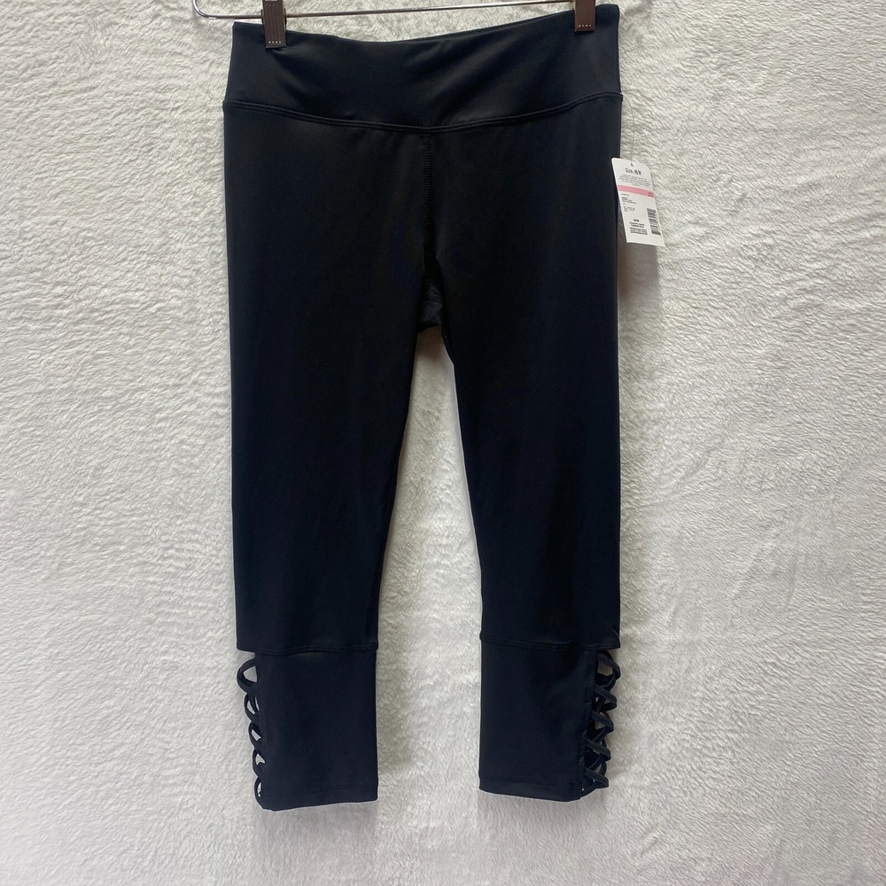 Everlast Strappy Black Capri Legging Criss Cross Leg Women's Medium Yoga Gym NEW